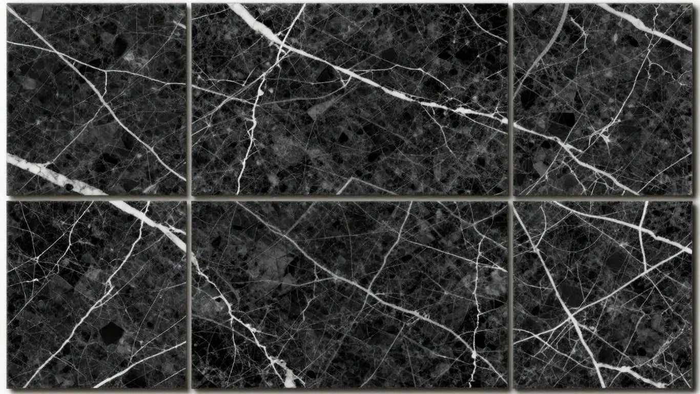 Nero Marquina marble mosaic tiles sketch