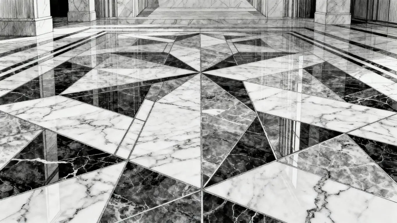 Custom stone mosaic design in progress