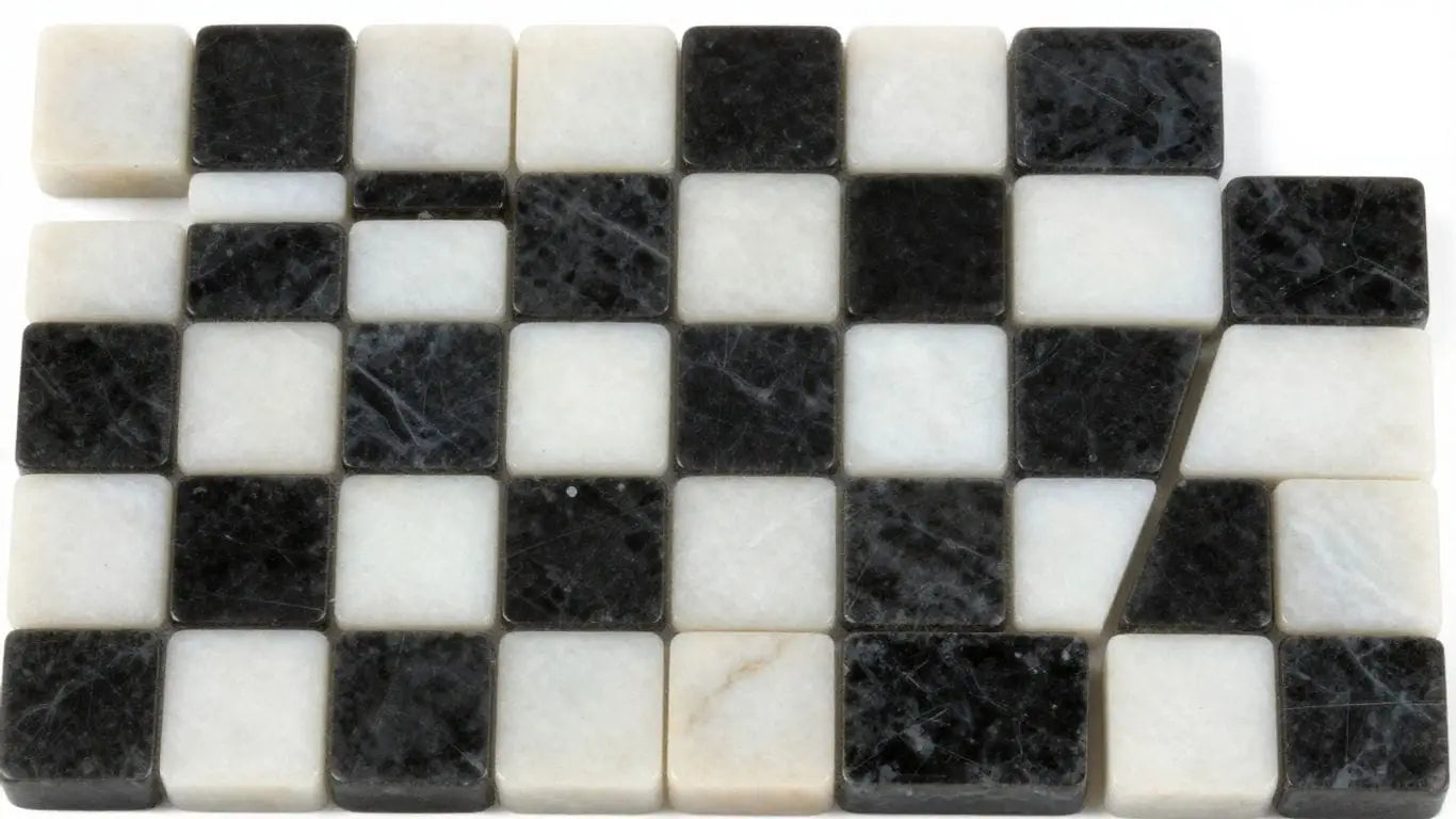 Tumbled checkerboard marble tiles sketch