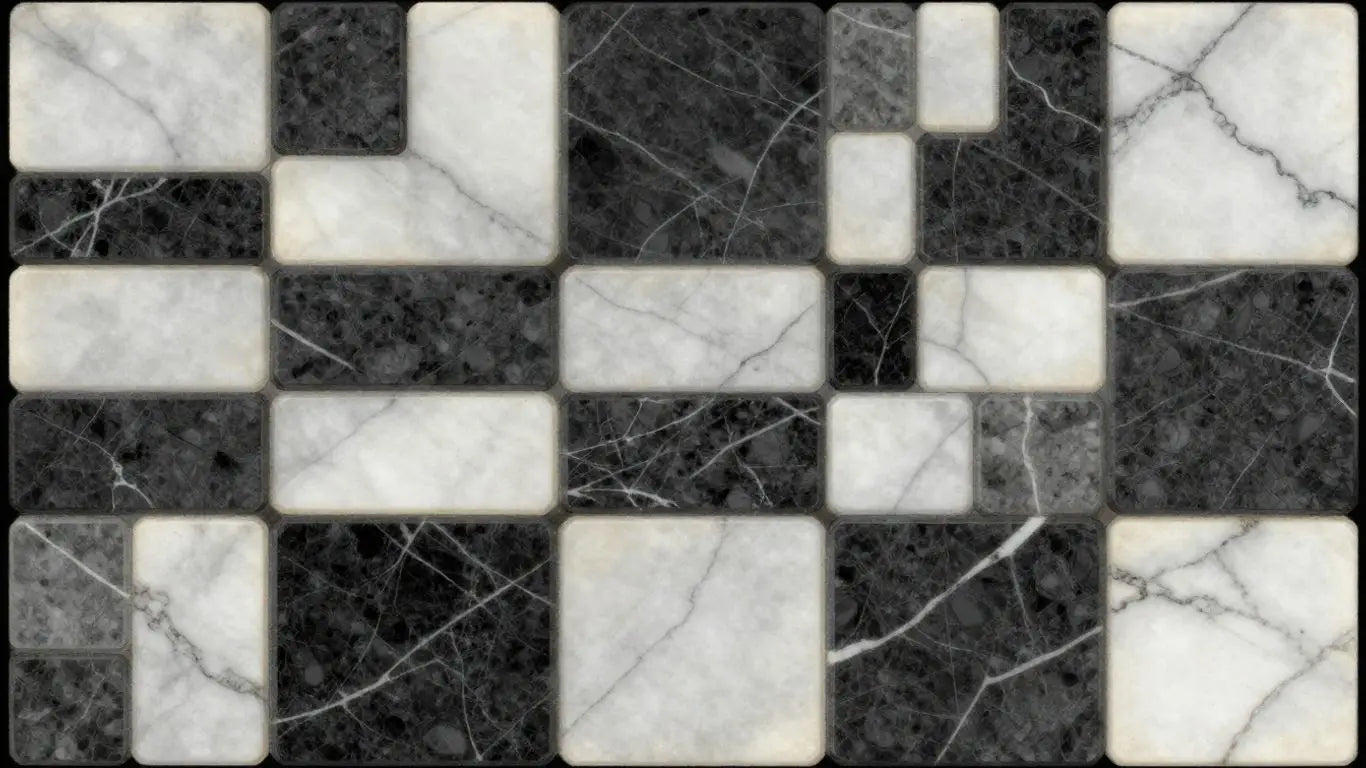Tumbled checkerboard marble tiles sketch