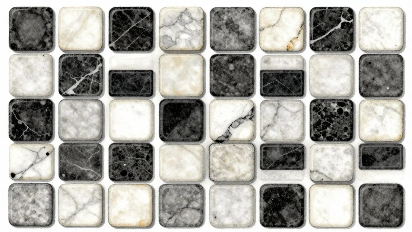 Tumbled checkerboard marble tiles sketch