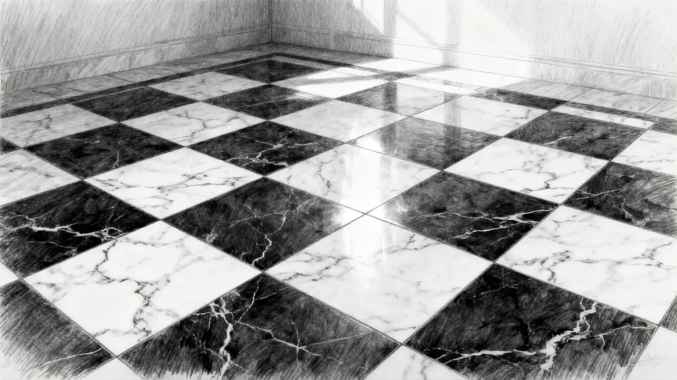 Classic checkerboard marble flooring
