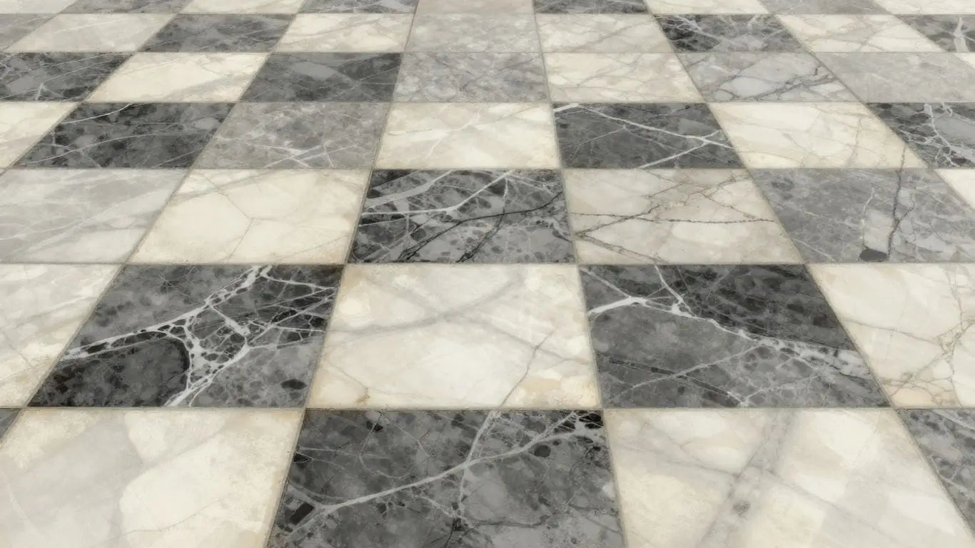 Tumbled marble checkerboard floor sketch