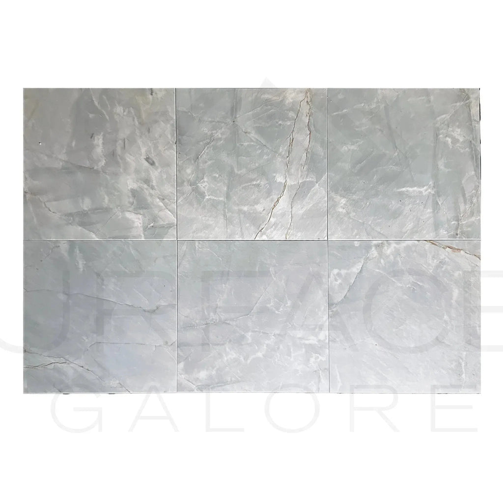 Gray marble tile arrangement featuring Blue Jade Marble 18X18 polished tile