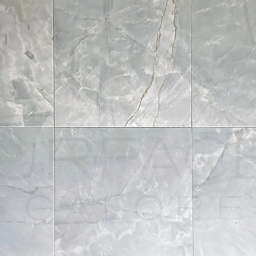 Gray marble tile pattern in Blue Jade Marble 18X18 Polished Tile product display