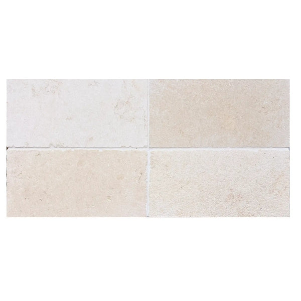 Bordeaux Rustique 16x24 aged limestone tiles in beige off-white with textured surface