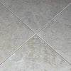 Gray marble floor tiles with white grout from Botticino Cream White Beige series