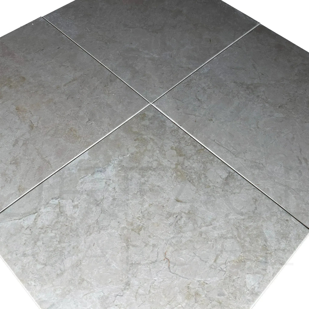 Gray marble floor tiles showcasing Botticino Cream White Beige Marble 12X12 Polished Tile