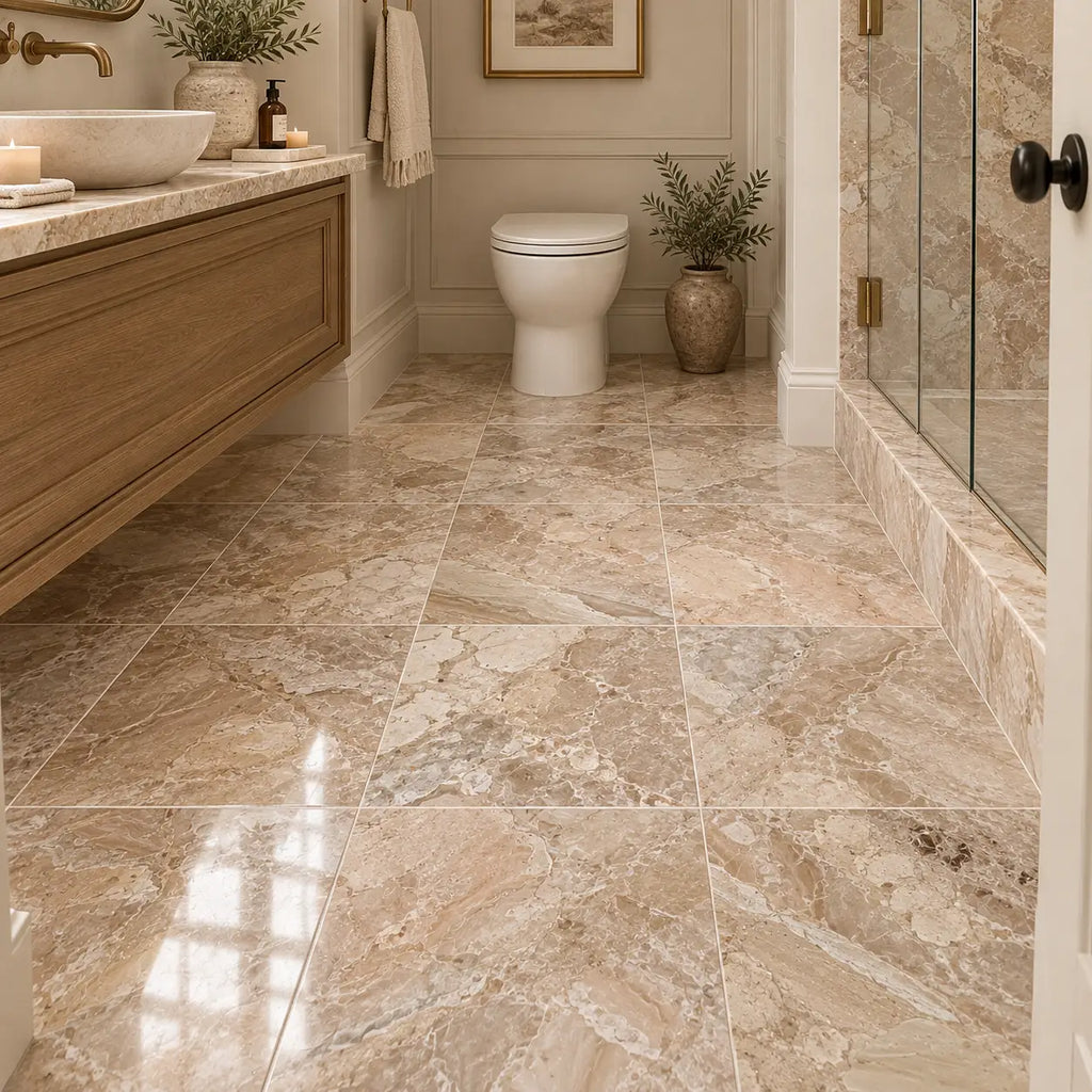 Beige breccia oniciata italian marble 18x18 honed polished floor tiles with natural veining and glossy finish