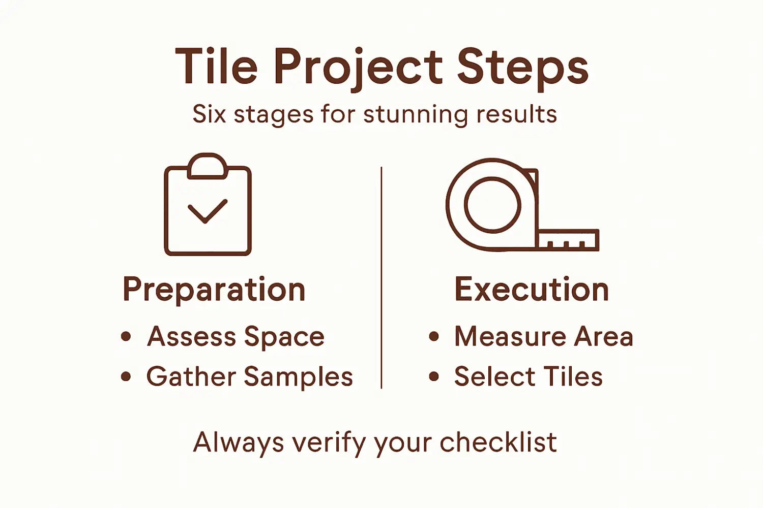 Infographic showing tile project step breakdown