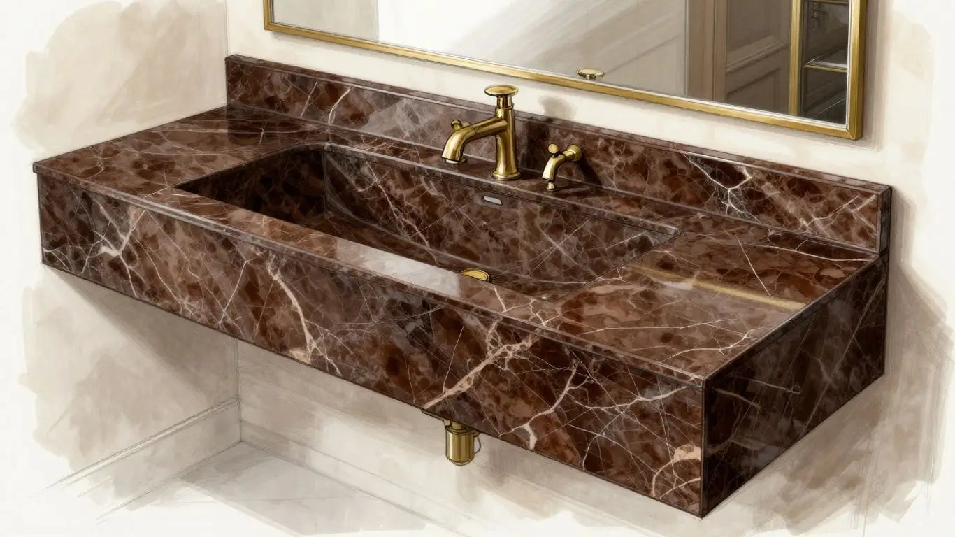 Emperador Dark Marble vanity countertop sketch