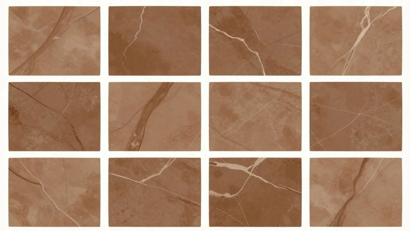 Cappuccino marble tiles in a sketch-like illustration.