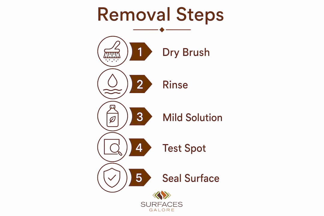 Infographic showing steps to remove marble efflorescence safely