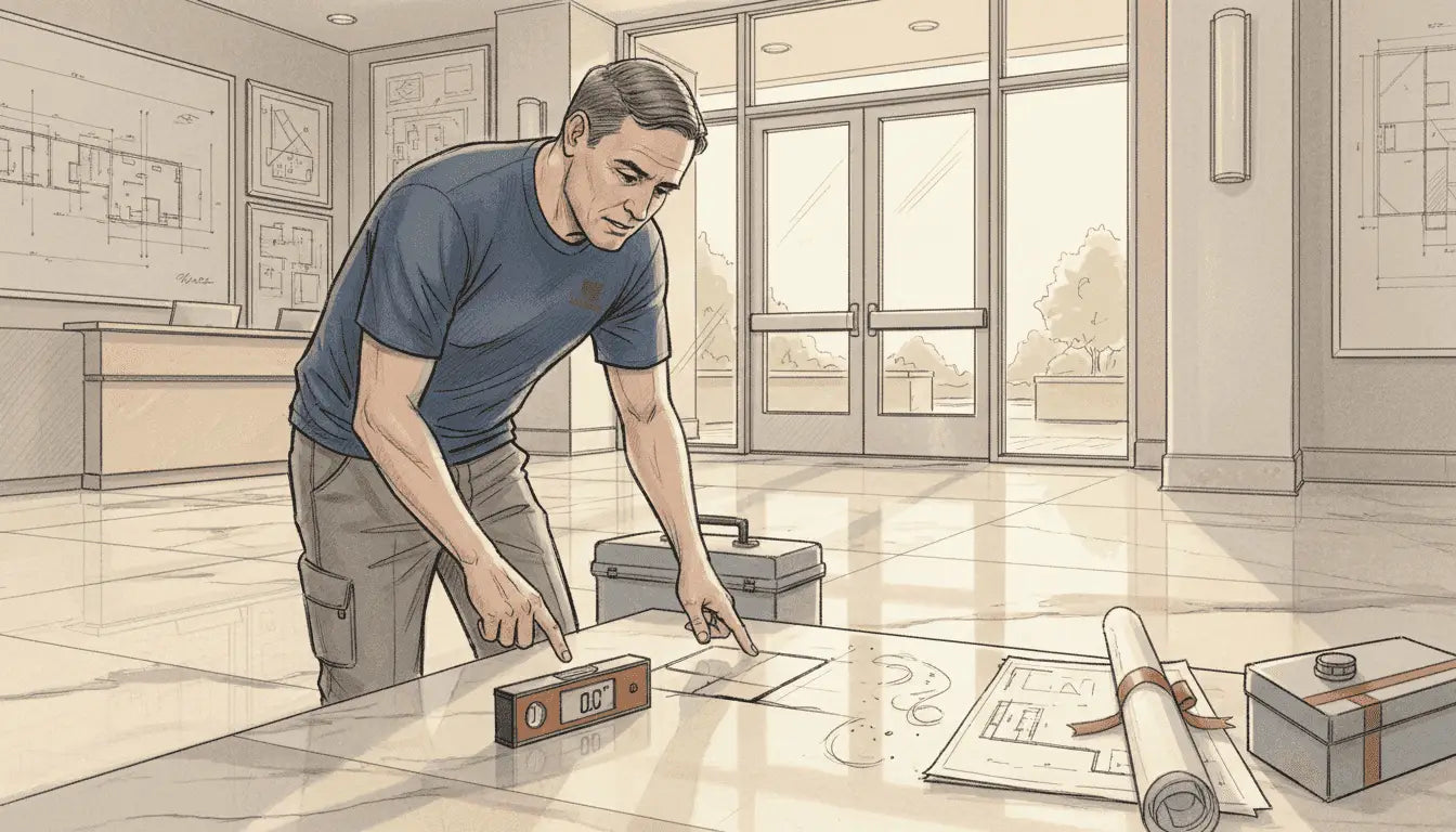 Contractor checking marble load distribution