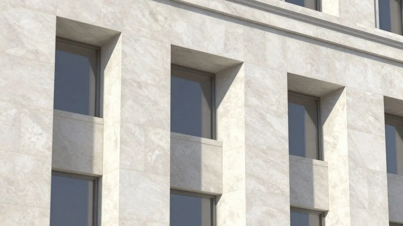 Sketch of white limestone building facade