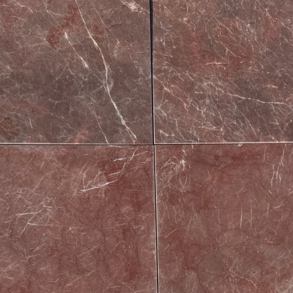 Burgundy Mocha Marble 12x12 Polished Brown Tile with Veining