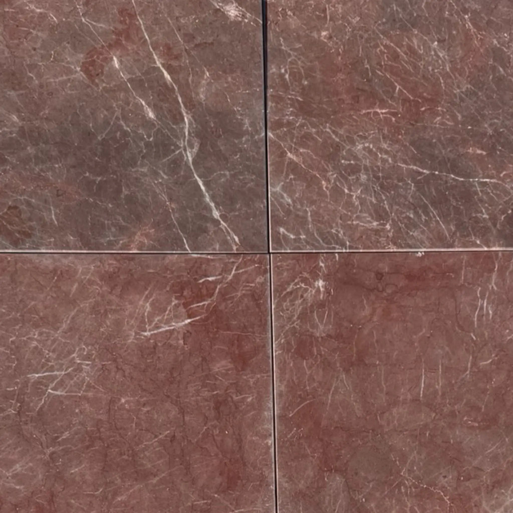 Burgundy Mocha Marble 12x12 Polished Brown Tile with Veining