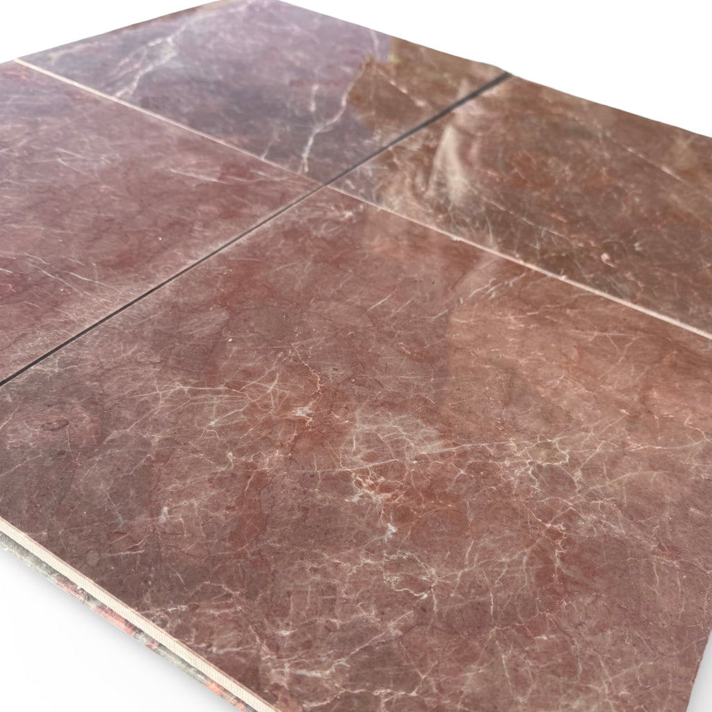 Burgundy Mocha Marble 12x12 Polished Tile with Brown Veins