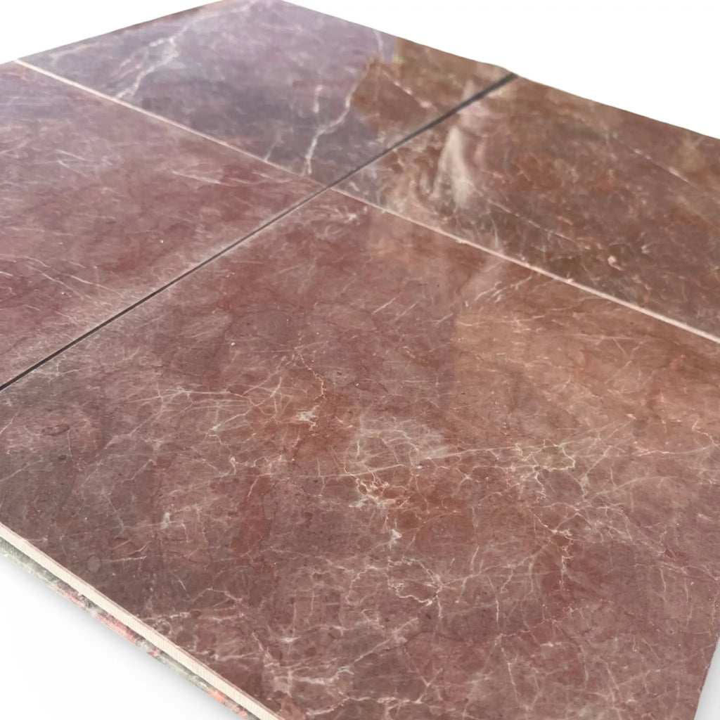 Burgundy Mocha Marble 12x12 Polished Tile with Brown Veins