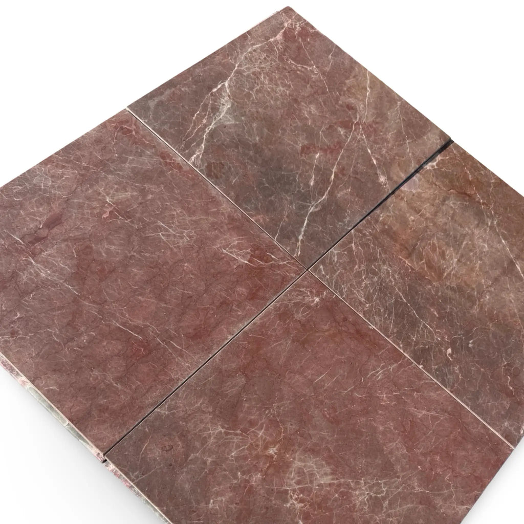 Burgundy Mocha brown marble tile floor, 12x12 polished
