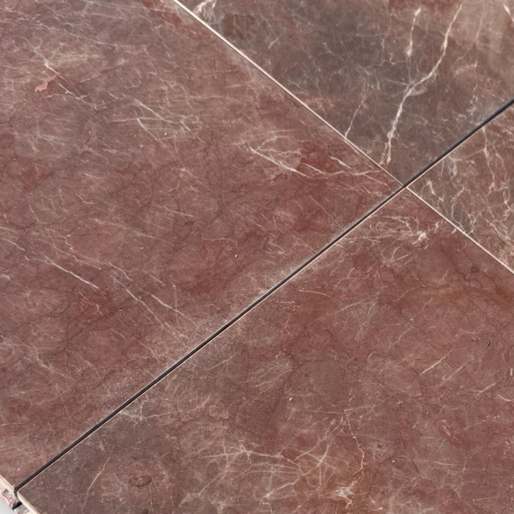 Burgundy Mocha Marble 12x12 Polished Tile with White Veins