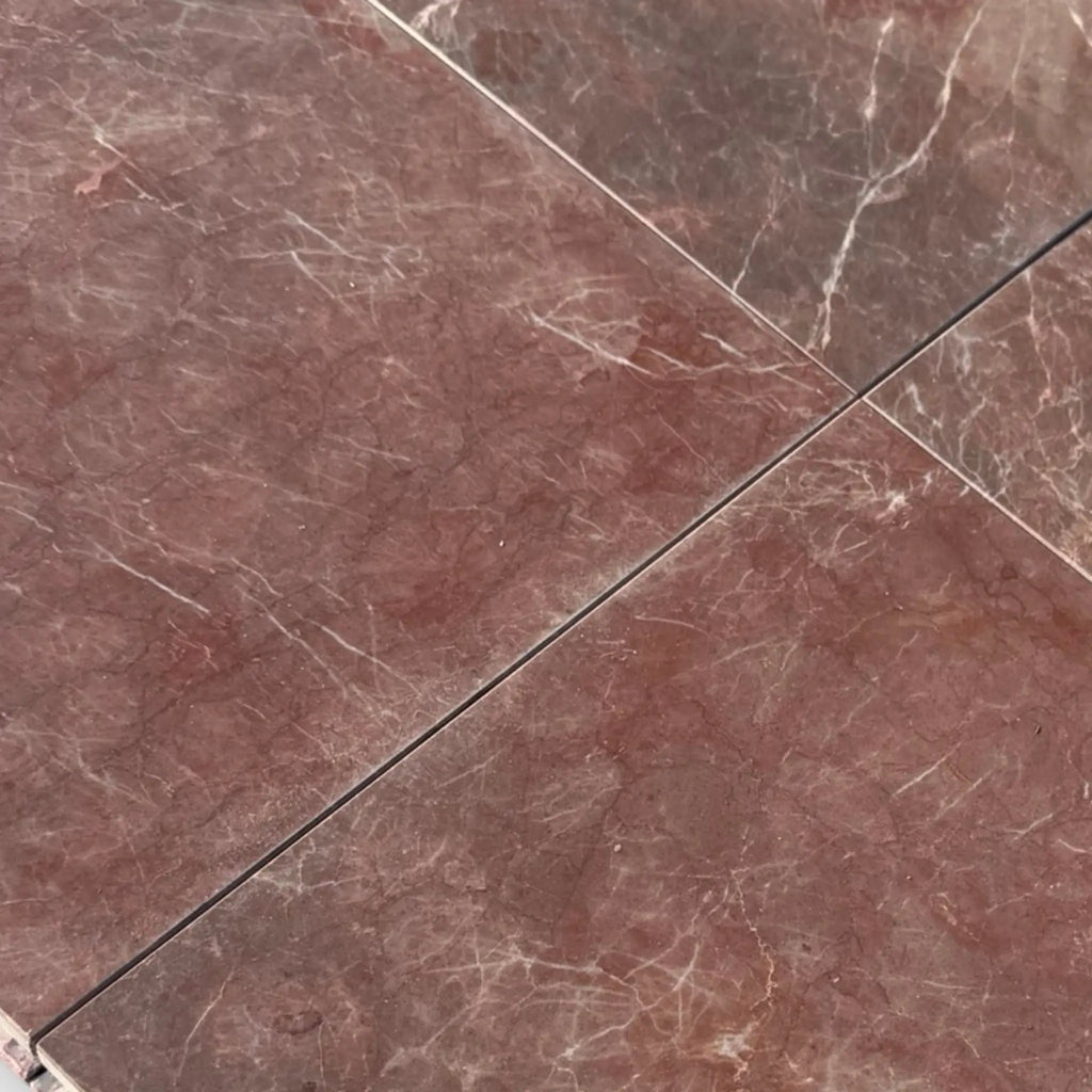 Burgundy Mocha Marble 12x12 Polished Tile with White Veins