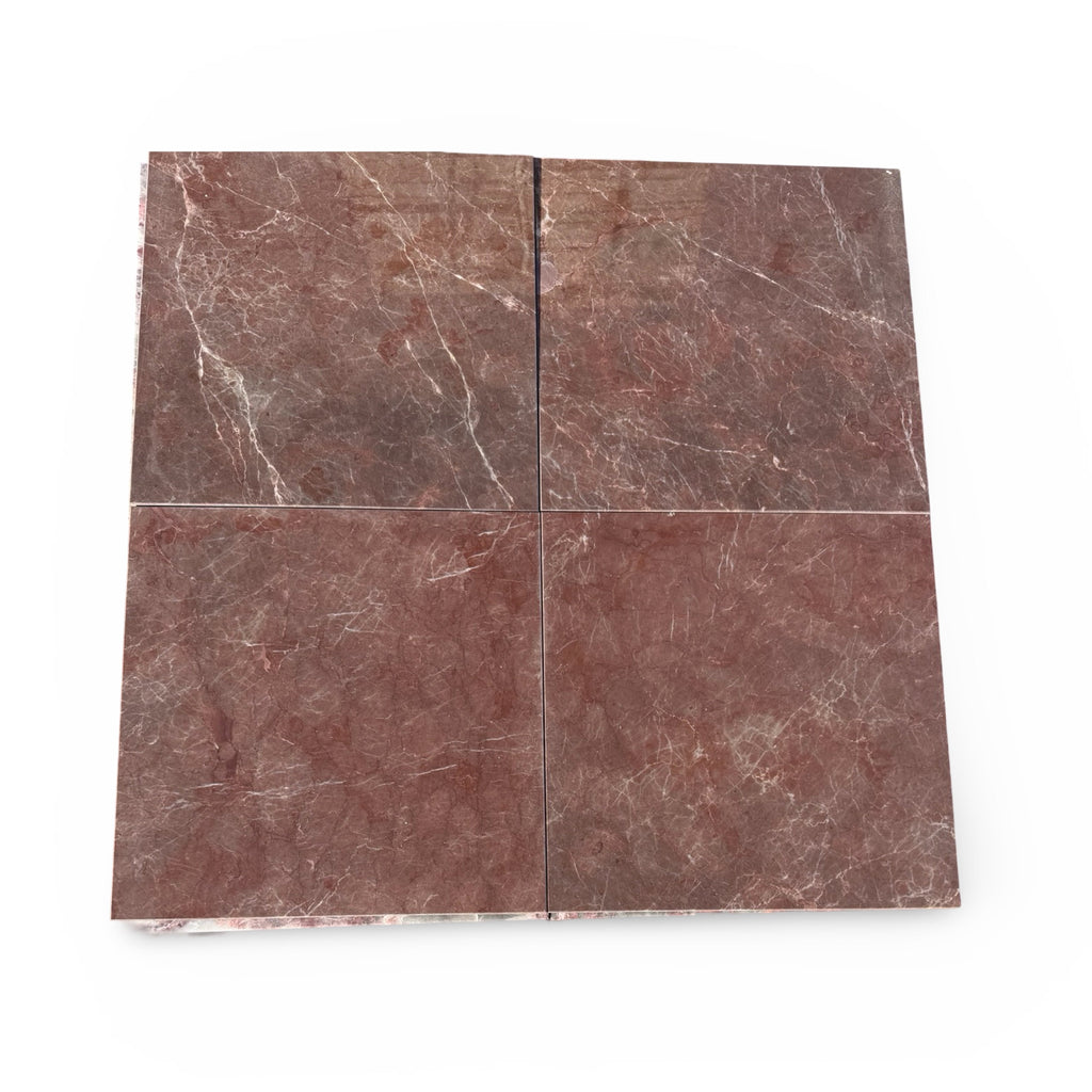 Burgundy Mocha Marble 12x12 Polished Coaster Set