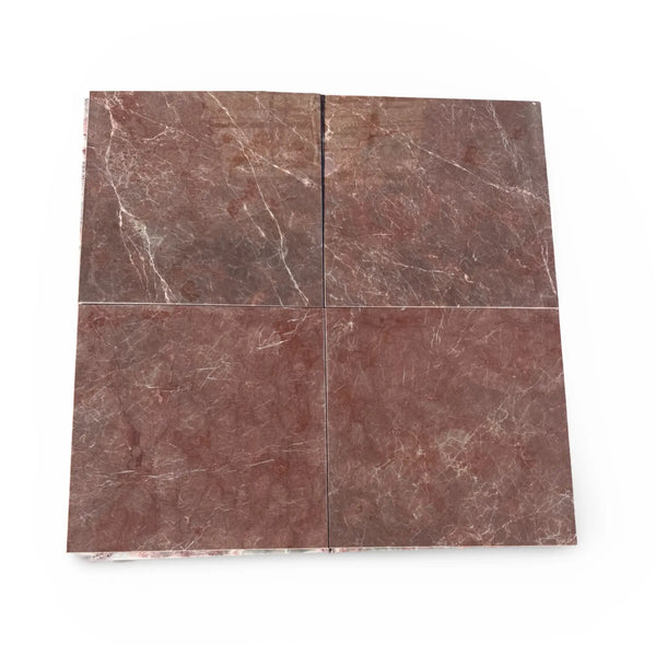 Burgundy Mocha Marble 12x12 Polished Coaster Set