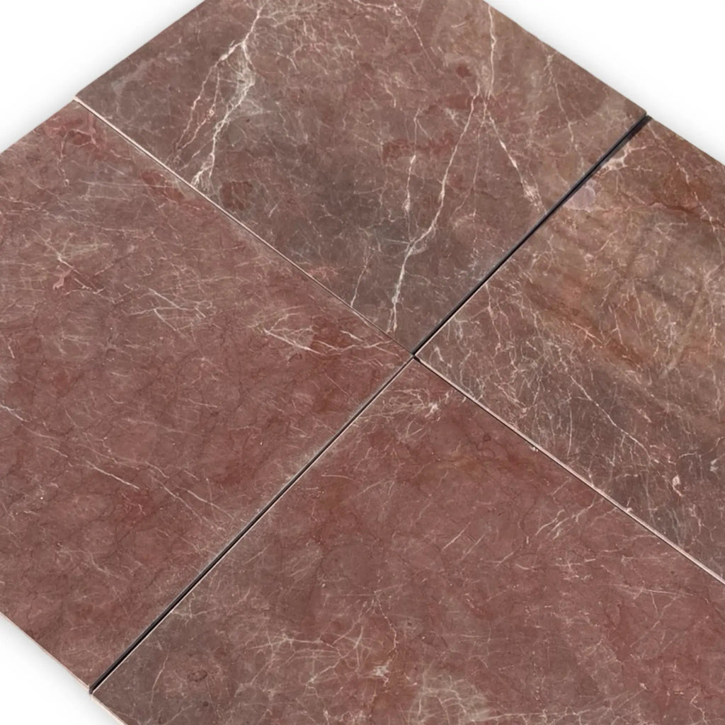 Burgundy Mocha Marble 12x12 Polished Brown Tile with Natural Veining