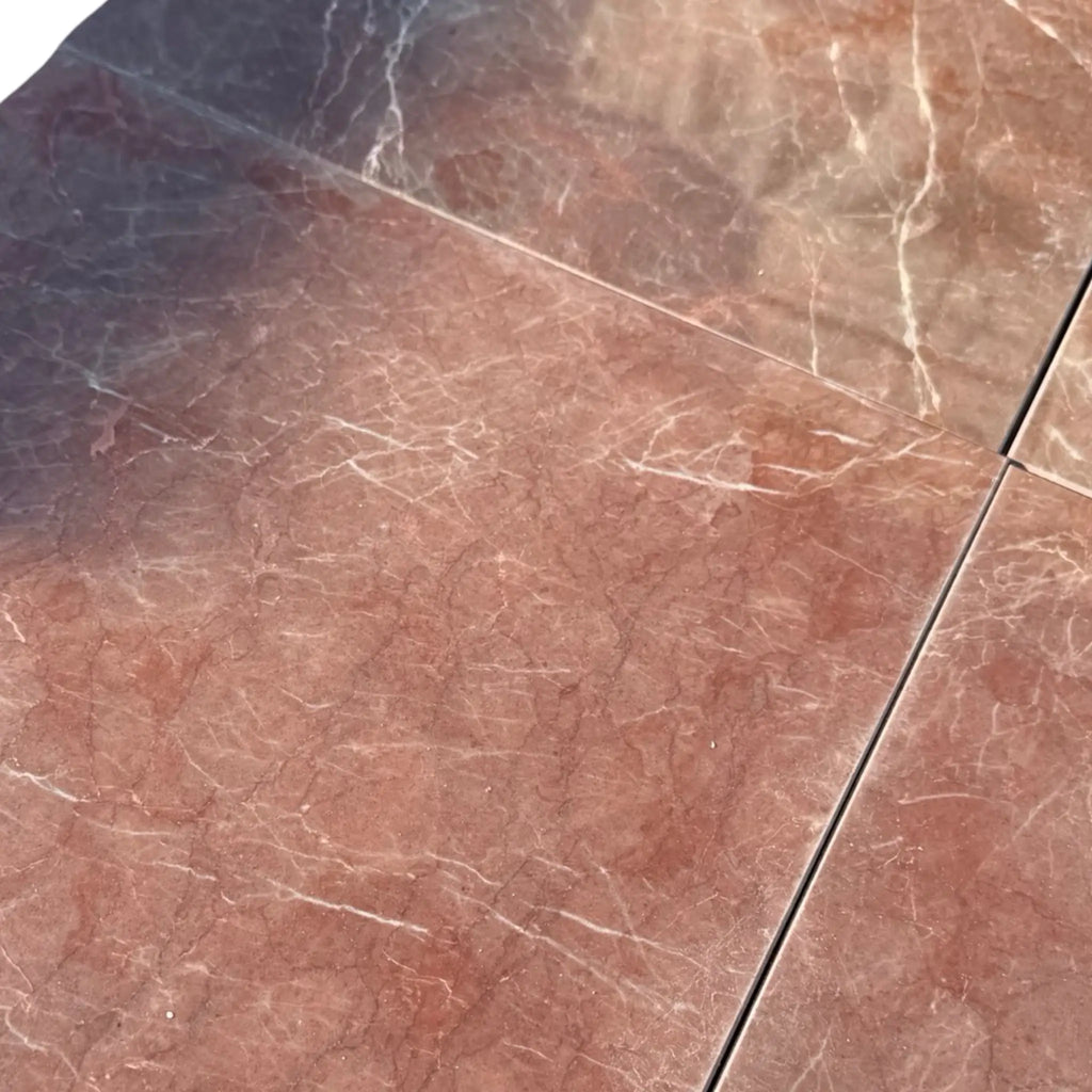 Burgundy Mocha Marble 12x12 Polished Terracotta Tile Floor