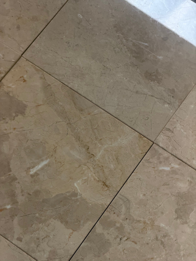Bursa Beige Marble 12x12 polished-honed tiles with natural veining