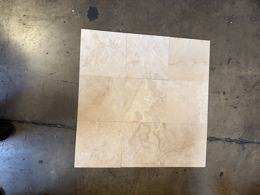 Nine Bursa Beige Marble 12x12 Polished-Honed Tiles in Square Pattern