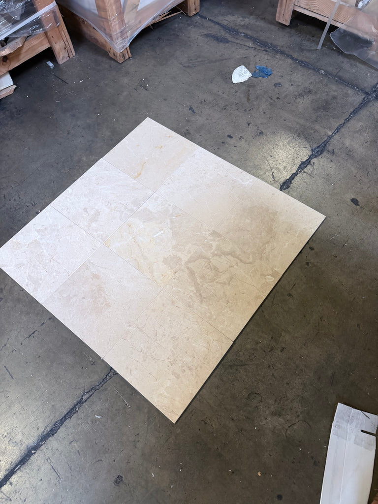 Bursa Beige Marble 12x12 Polished Tile with Subtle Veining