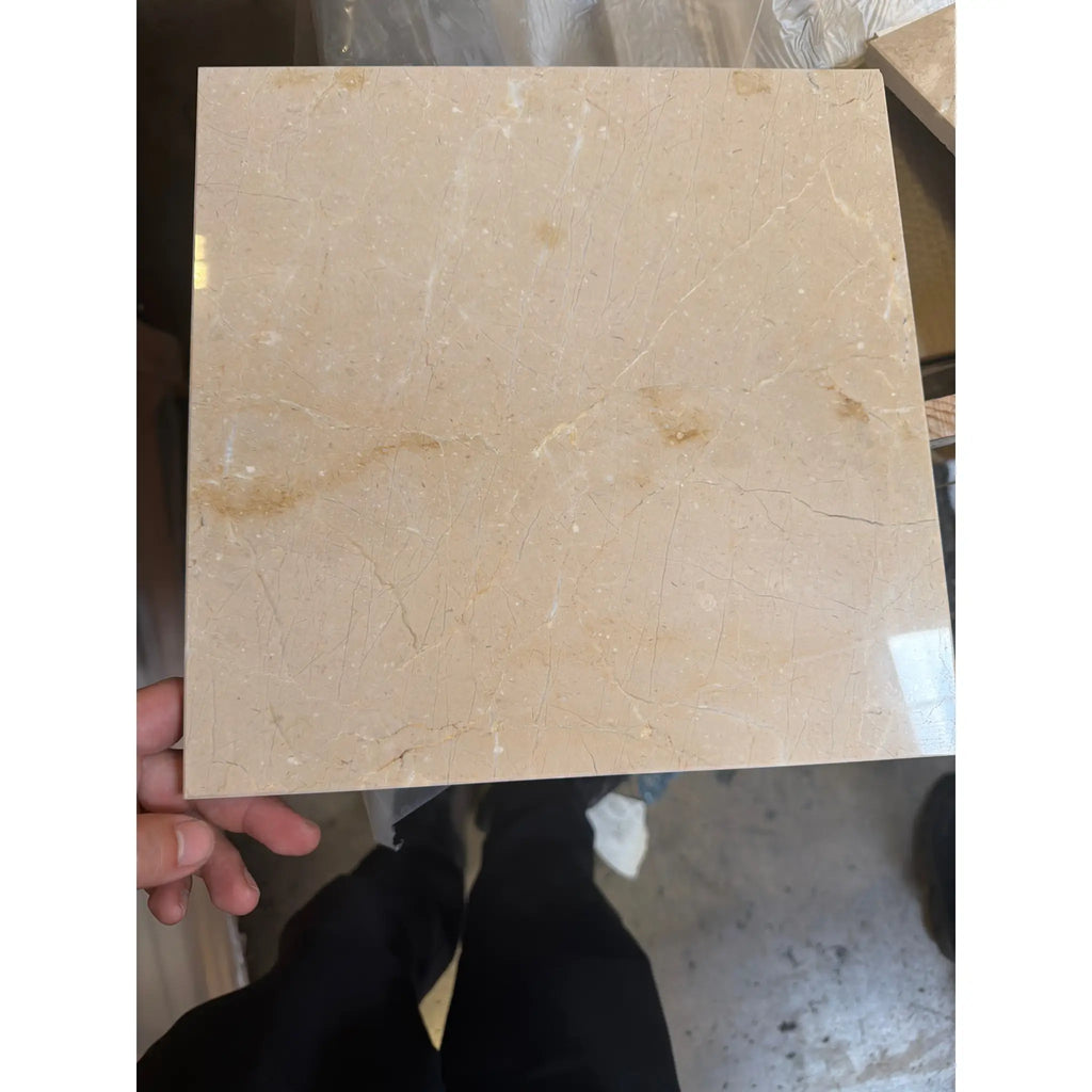Bursa Beige Marble 12x12 Polished Tile with Subtle Veining