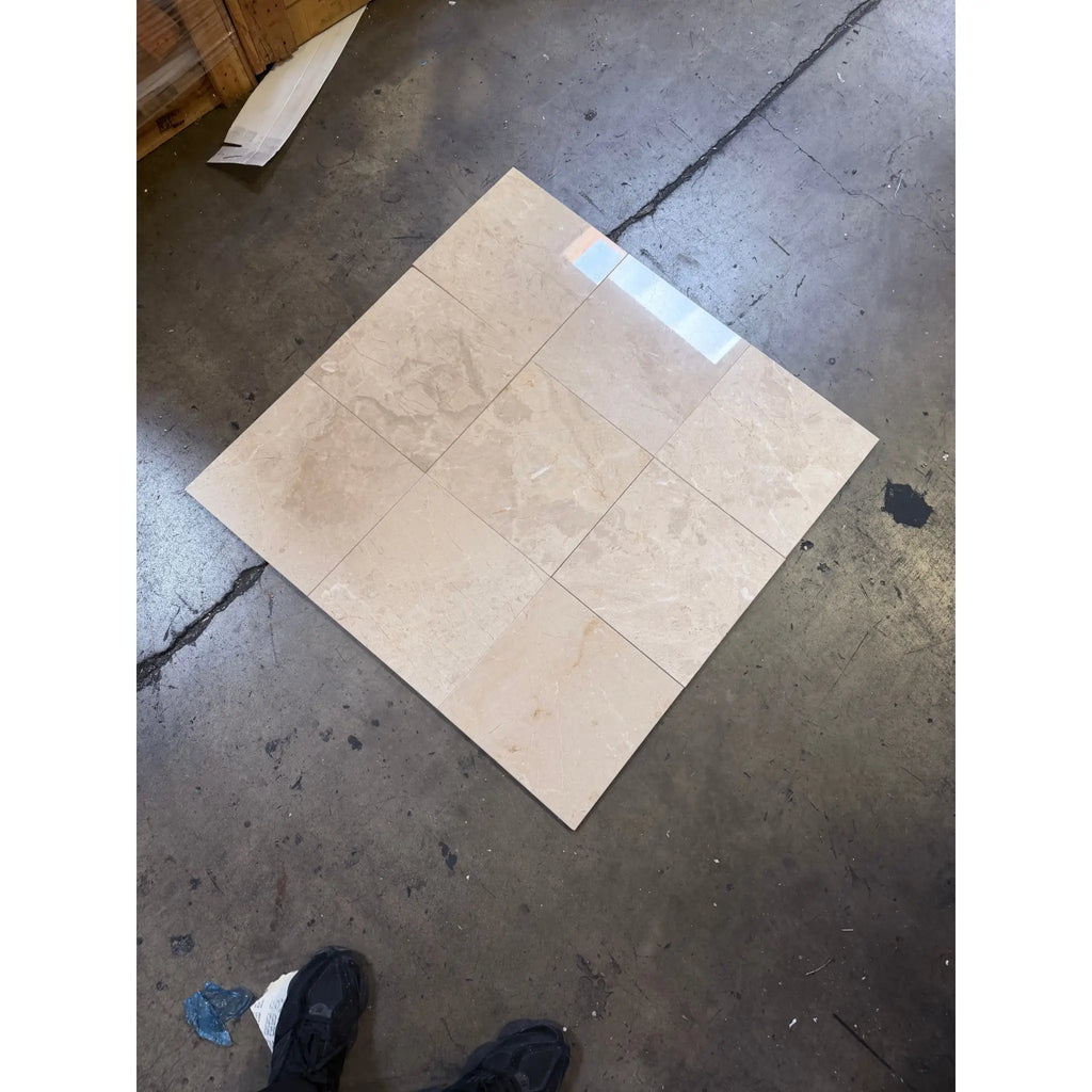 Bursa Beige Marble 12x12 polished-honed tiles with subtle veining