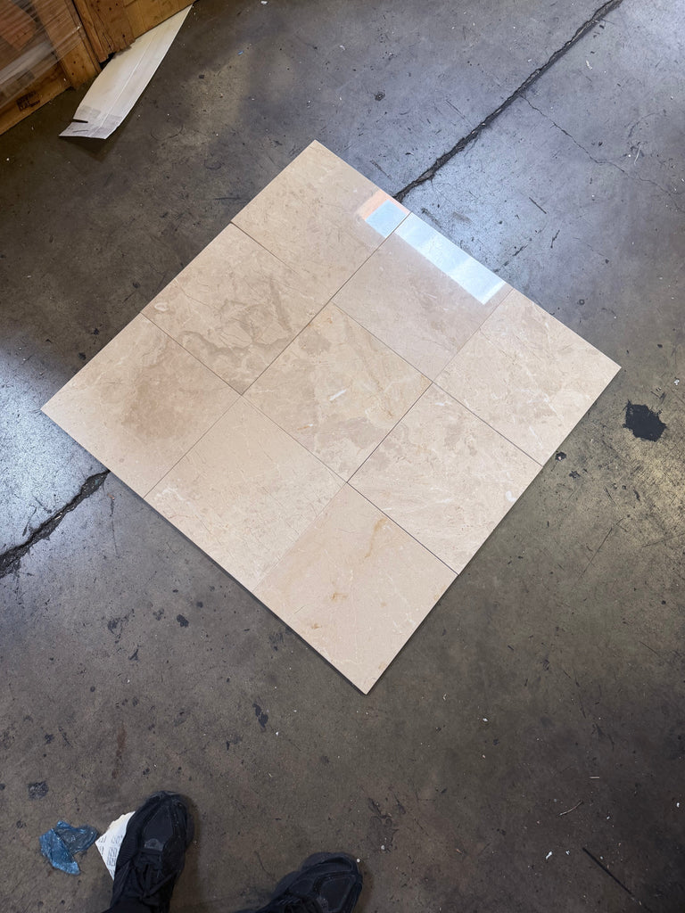 Bursa Beige Marble 12x12 polished-honed tiles with subtle veining