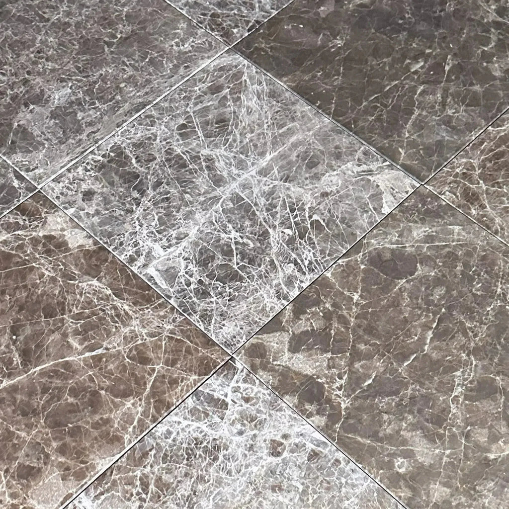 Emperador Marble 12X12 Polished Tile showcasing elegant marble floor tiles for interior design