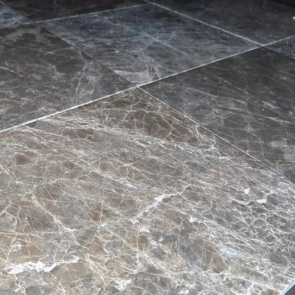 Gray Marble Floor Tiles from Cafe Emperador 12X12 Polished Tile for elegant interiors