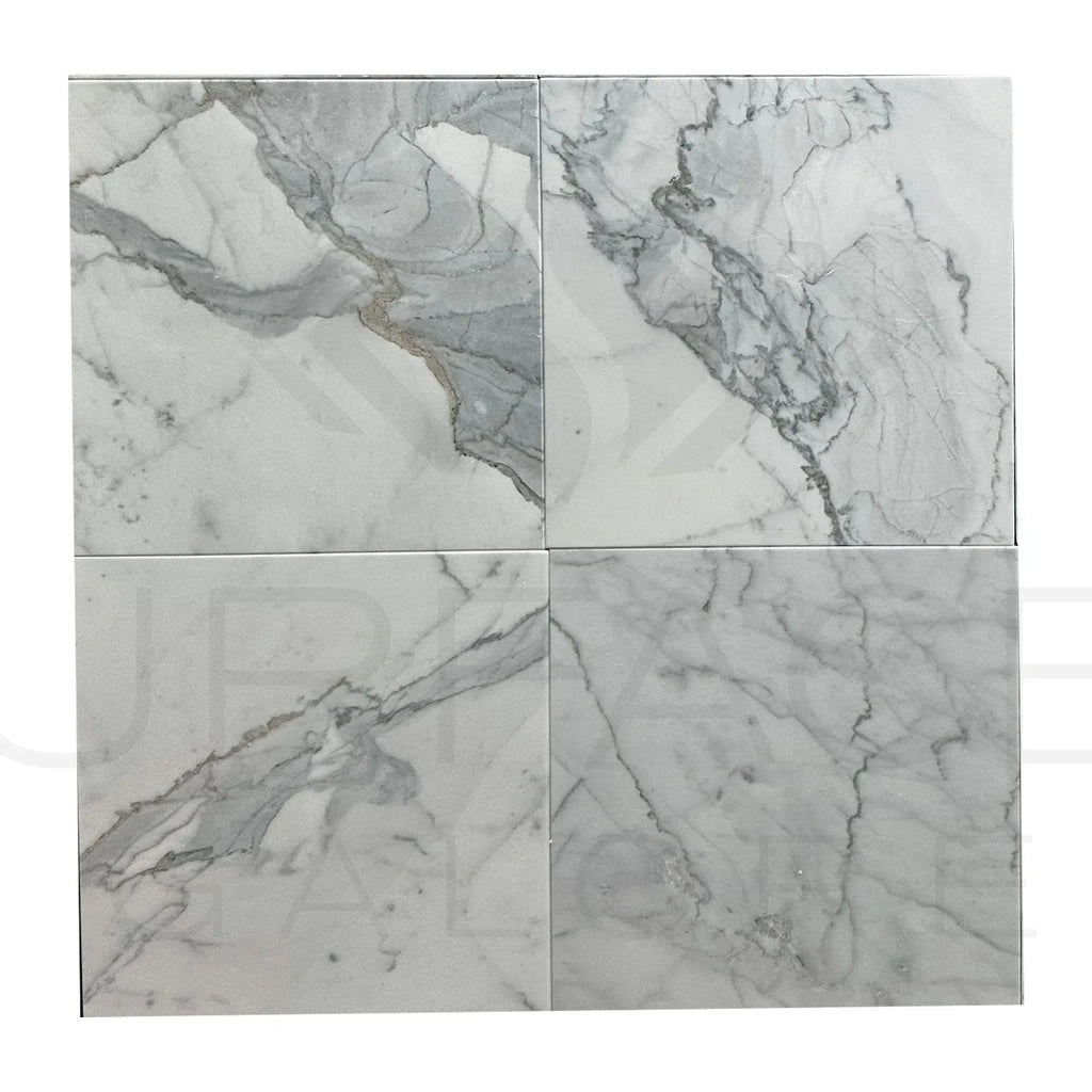 Calacatta Bettogli polished marble tile with marble pattern, 12X12 inches, $11.99/Sq.Ft
