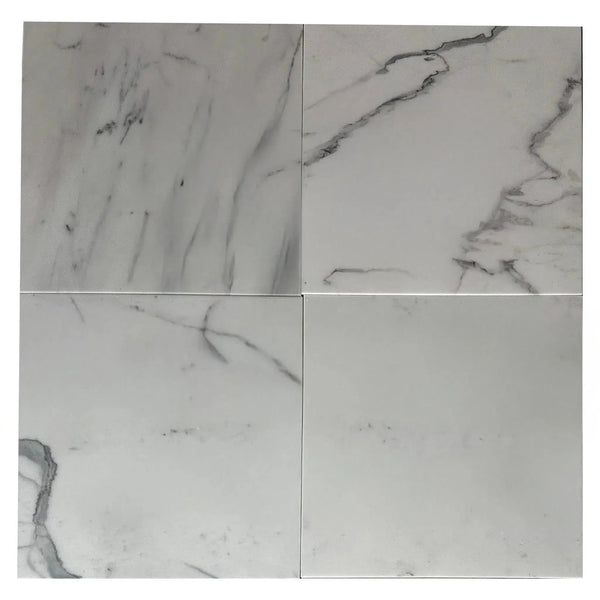 Calacatta Carrara 12X12 Polished Marble Tile with elegant marble patterning