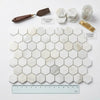 White calacatta gold 1 inch hexagon mosaic marble tile with polished finish for elegant wall or floor applications