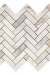 Calacatta Gold 1X3 Herringbone Mosaic Marble Tile Polished or Honed