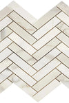 Calacatta Gold 1X4 Herringbone Mosaic Marble Tile Polished or Honed