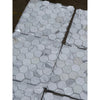 Calacatta gold 2 inch hexagon mosaic marble tile polished with white marble and subtle gray veining wrapped in plastic