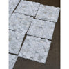 Calacatta gold 2 inch hexagon mosaic marble tile in white with subtle gray veining packaged in clear plastic