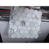 Calacatta Gold 2-inch white hex marble mosaic tile sheet in plastic