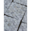 Calacatta gold 2 inch hexagon mosaic marble tile polished or honed in white with subtle gray veining wrapped in clear plastic