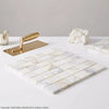 Calacatta gold 2x2 mosaic marble tile polished with creamy white base and soft gray elegant veining