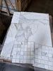White marble tile with gray veining from Calacatta Gold 2X2 Mosaic Polished or Honed collection