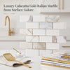 Luxury calacatta gold 2x4 brick mosaic marble tile with polished or honed finish and white and gold veining in subway pattern